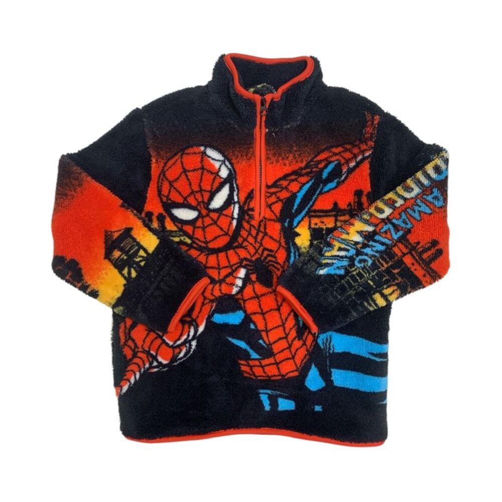 Spider-Man - Licensed Character Boys Quarter Zip Sherpa Pullover with Side Seam